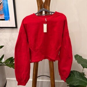 Anthropologie Cropped Pleated Sweatshirt